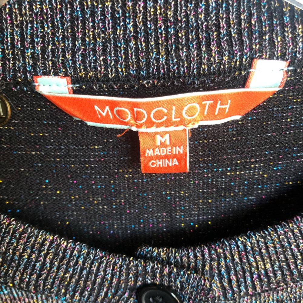 Modcloth Rainbow Metallic Button Front Cardigan S… - image 4